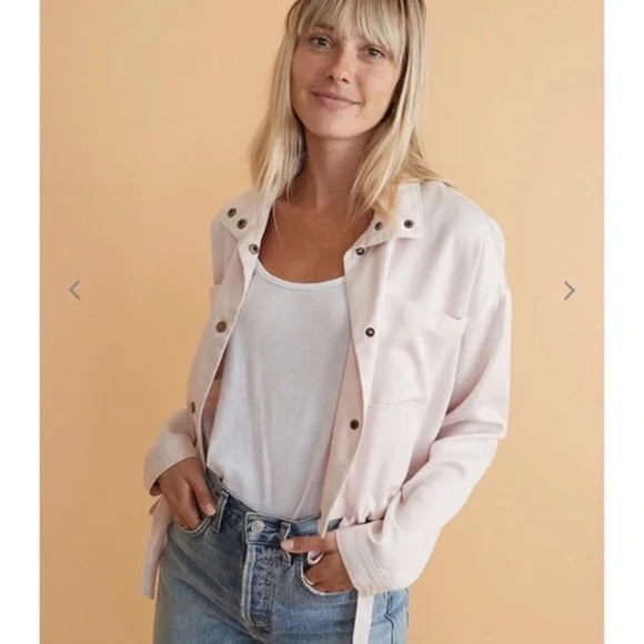Marine Layer Jacket Women's Size Small Rosewater Pink Oslo Crop Tie Waist Boxy - Picture 6 of 13